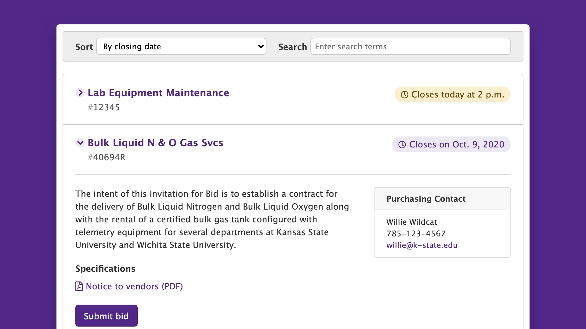 K-State DFS Purchasing Solicitations